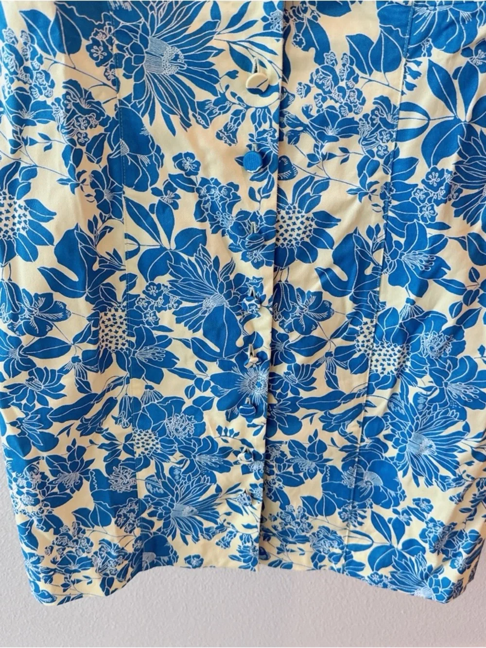 NWT J.CREW BUTTON-FRONT PUFF-SLEEVE MINI DRESS IN BLUE FLORAL